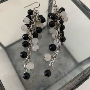 Elegant Black and White Beaded Earrings